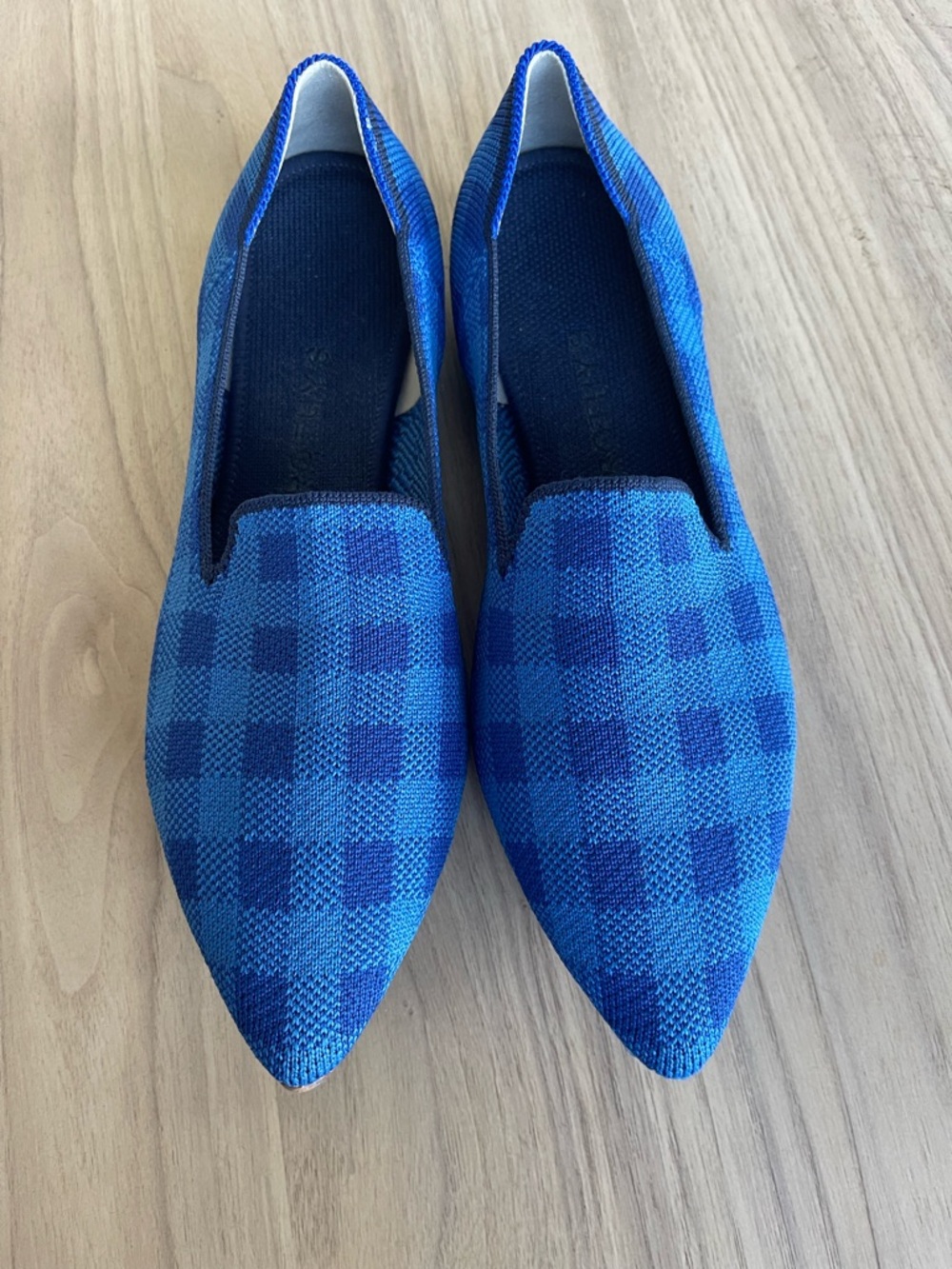 Rothy's Blue Knit Slip-On Flats with Green Insole - Picture 2 of 12